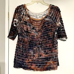 JohnPaulRichard short sleeve ruffled top for women. Size L